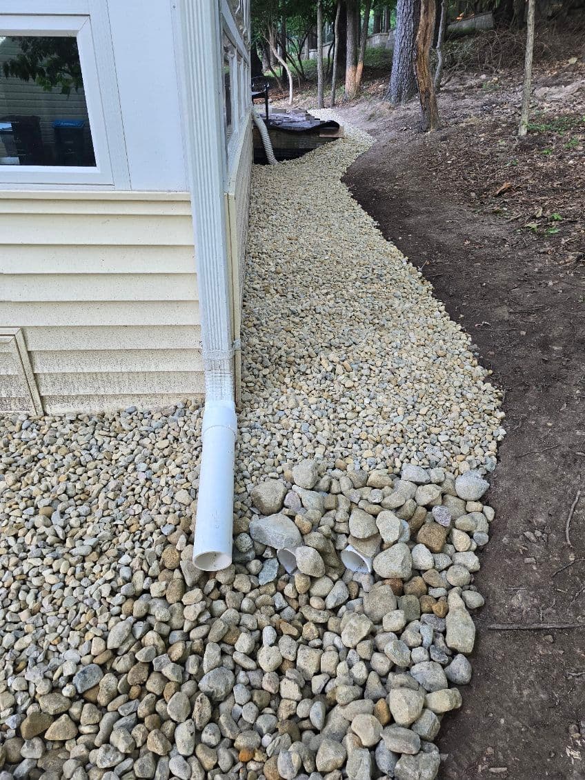 Gallery photos for French Drain Installation with Decorative Rock: Image #1