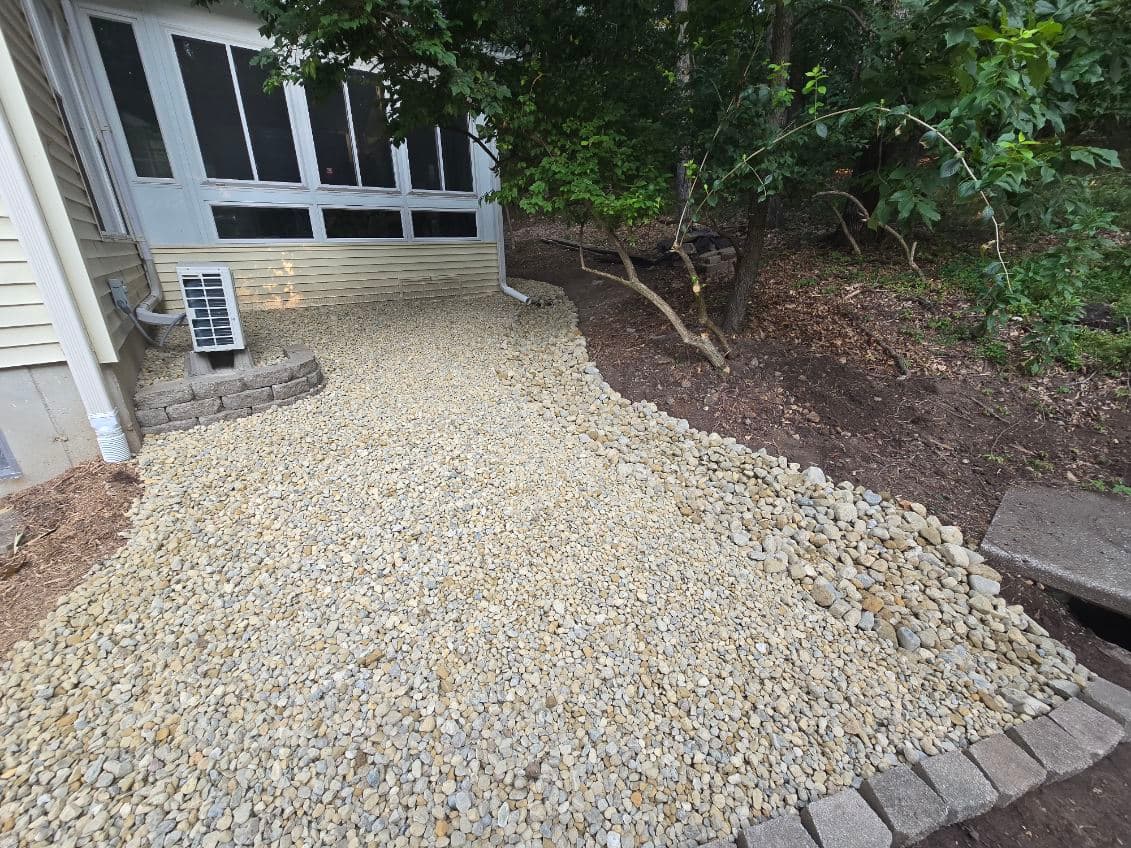 Gallery photos for French Drain Installation with Decorative Rock: Image #2